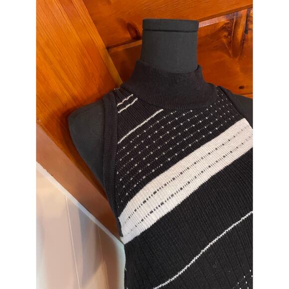 Anthropologie Midi Knit Dress Wrap Style Mock Neck Striped Sweater Dress sz M - Picture 5 of 8